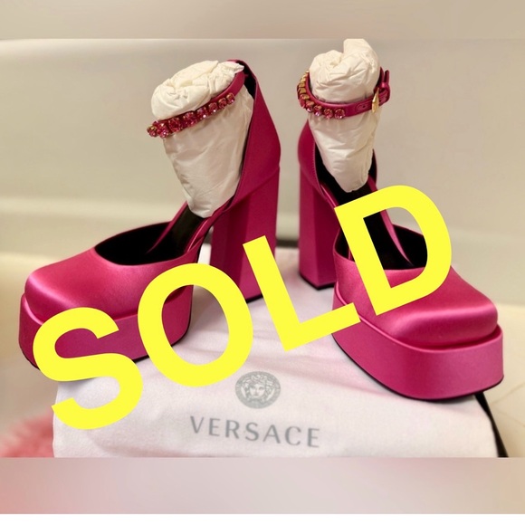 Versace Shoes - SOLD NWT VERSACE Barbie Medusa Satin D’Orsay Platform Pumps Pink 38/US 7.5